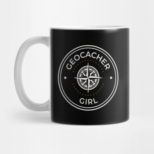 Geocacher girl logo round Mug